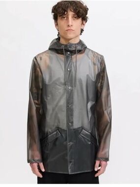 Rains Women's Semi-Transparent Hooded Rain Jacket - Smoke Black